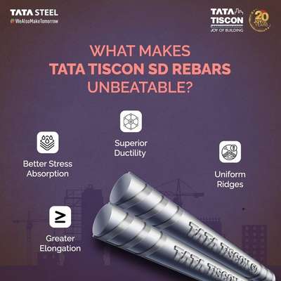 WHY TATA TISCON

1-better stress absorbtion.. 
കൂടുതൽ ഭാരം വഹിക്കുവാനുള്ള കഴിവ്
ടാറ്റ ടിസ്‌കോണിന് മറ്റു കമ്പികളെക്കാൾ കൂടുതൽ ഭാരം വഹിക്കുന്നു.
2_higher ductilty
ഒരു കമ്പി എത്രത്തോളം വളക്കാൻ കഴിയുന്നു എന്നതിനുസരിച്ചാണ് ductilty നിശ്ചയിക്കുന്നത്. 
ടാറ്റ ടിസ്‌കോണ് 500sd (super ductile) മറ്റു കമ്പികളെക്കാൾ കൂടുതൽ വളയുന്നു
3- uniform ridges
ഒരു കമ്പിയിൽ സിമന്റ് നല്ല പോലെ ചേർന്നു നില്കുന്നതിനും കോണ്ക്രീറ്റ് അടർന്നു പോകാതിരിക്കാനും uniform ridges.(കമ്പിയിൽ കാണുന്ന കൃത്യമായ ഇടവേളകിലെ വരകൾ)  അത്യാവശ്യമാണ്. 
ടാറ്റ ടിസ്‌കോണ് ഇൽ ഇതു കൃത്യമായി നമുക്കു കാണുവാൻ സാധിക്കും..