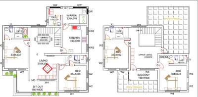 2000 sqft 4 bed room plan