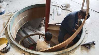 #round staircase with deco finish