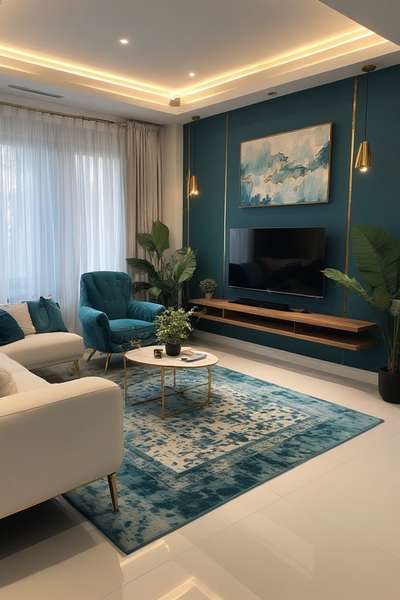 🏡✨ Introducing the Teal Elegance Living Room ✨🏡

Why settle for ordinary, when your home can reflect luxury & personality?
This modern living room design brings together bold teal accents, premium furniture, and smart lighting to create a space that feels both stylish and comfortable.

✔️ Premium sofa & accent chair set
✔️ Floating wooden TV console
✔️ Statement teal wall with gold trims
✔️ Designer pendant lights & abstract art
✔️ Indoor plants for a natural luxury touch

Transform your living room into a statement space — because luxury isn’t a dream, it’s a choice. ✨

#KeralaHomes #LivingRoomDesign #LuxuryInteriors #KoloApp #KeralaInteriors #ModernLivingRoom #HomeDecorKerala #InteriorDesignKerala #KeralaLuxuryHomes #FalseCeilingDesign #TealInteriors #DreamLivingRoom