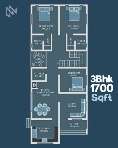 1700 Sqft 👉🏻 3 bhk

#3bhk #FloorPlans #EastFacingPlan #2DPlans #1700Sqft #narrowhouseplan #6centPlot