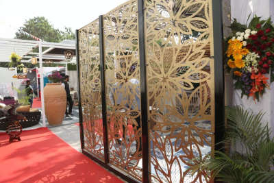 Laser cut metal art partition Screen SS with PVD coating.