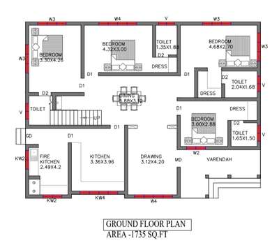 Area_ 1853 sq.ft
#FloorPlans 
#4BHKPlans 
#NorthFacingPlan