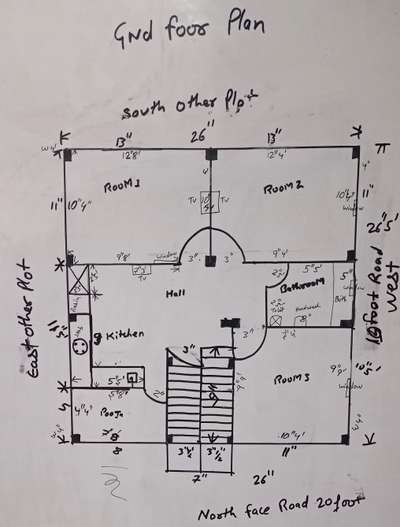 req . home design with electrical and plumbing connection diagram with front view,