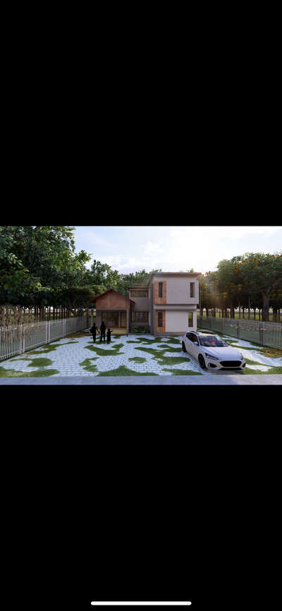 Contemporary style with a touch of tradition  / 3d render exterior view #  #exteriordesigns  #render3d3d  #render3d  #rendering  #HouseDesigns