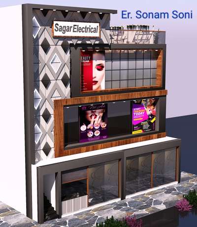 New elevation work#Commercial building#Showroom#Saloon#gym#RAC INDORE#By Er. Sonam Soni