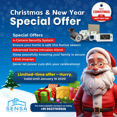 Christmas & New Year Special Offer – Secure Your Home, Power Your Life!

This festive season, protect what matters most with our exclusive offers. Secure your home with a 4-Camera Security System for enhanced safety, and enjoy peace of mind with our Advanced Home Intrusion Alarm, ensuring your family remains secure around the clock. Stay powered up with our 1 KVA Inverter, ensuring uninterrupted celebrations no matter the power cuts. 

This limited-time offer is valid until January 10, 2025. Don’t miss out – contact us today!