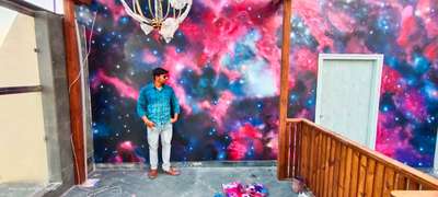 new wall art painting  galaxy work