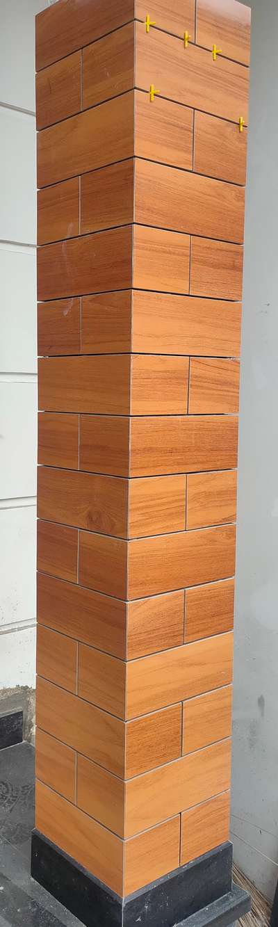 wood finished 20×120 tile   10cm cutting  piller work