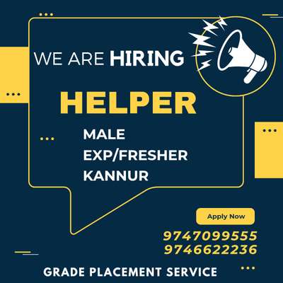 *🟨NEW VACANCIES IN KANNUR*

*Grade Placement Service*

താല്പര്യം ഉള്ളവർ
 9747099555
 9746622236
എന്ന നമ്പറിൽ contact ചെയ്യുക

*🟡BUSINESS DEVELOPMENT EXECUTIVE*
Male/Female 
Exp/Fresher 
📌Kannur

*🟡CUSTOMER RELATION EXECUTIVE*
Exp/Fresher 
Male/Female 
📌Kannur

*🟡OFFICE STAFF*
Exp/Fresher 
Female 
📌Kannur 

*🟡PRINTING HELPER*
Male/Female 
Exp
📌Kannur 

*🟡DELIVERY STAFF*
Exp/Fresher 
Male
2 wheeler license must 
📌Kannur

*🟡AC TECHNICIAN*
Male
Exp/Fresher 
📌Kannur

*🟡CCTV TECHNICIAN*
Male
Exp/Fresher 
📌Kannur 

*Interested candidates please call or send your biodata*

*9747099555*
*9746622236*

*Subscribe our YouTube channel for more useful interview tips*

https://youtube.com/@GRADEPLACEMENTSERVICE?si=5g9ZHf5Mj1fvfsWp

*JOIN OUR GROUP FOR MORE INFORMATION*
https://chat.whatsapp.com/IwP1b6qi4dJ6U3rg0PpylM


*JOIN OUR INSTAGRAM FOR MORE VACANCIES*
https://instagram.com/gradeplacement?igshid=OGQ5ZDc2ODk2ZA==
#HelperJobs
#KannurJobs
#KochiJobs
#KeralaJobs
#NowHiring
#JobOpenin