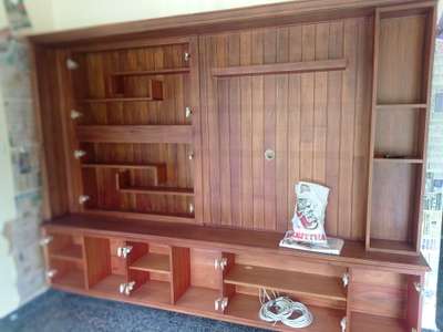 Tv unit @my shornur site mahagony in teak colour #tv unit #InteriorDesigner  #LivingRoomTVCabinet