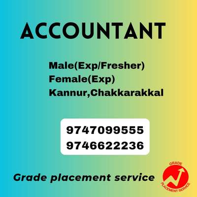 #GradeConsultancy
#AccountantJobs
#ChakkarakkalJobs
#KannurJobs
#NowHiring
#JobOpening
#JobSearch
#JobAlert
#AccountingJobs
#FinanceJobs
#MaleAccountant
#FemaleAccountant
#ExperiencedAccountant
#FresherAccountant
#WorkInChakkarakkal
#WorkInKannur
#HiringNow
#ApplyNow
#JobOpportunity
#AccountantVacancy