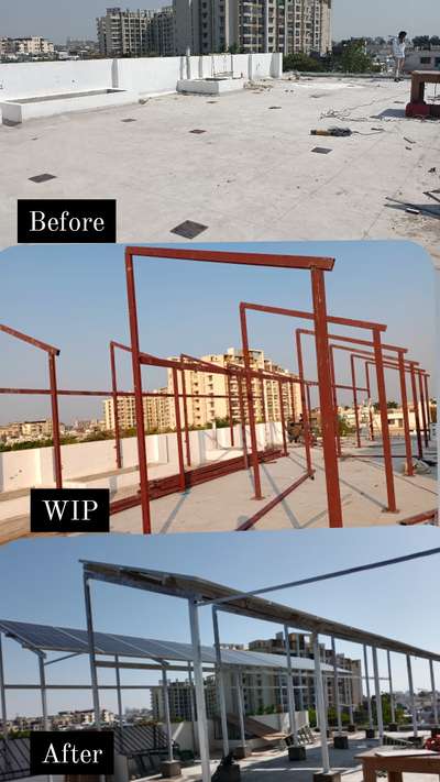 MS pipe structure with Solar panel installation  #solarpanel  #mswork  #mssteelfabrications #solarenergy