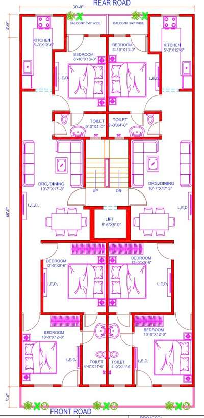 Sketch plan of 30'x60' (2 unit)