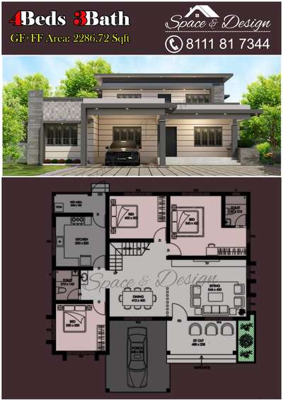 #GF+FF 4 Bedroom  #2300 Sqft