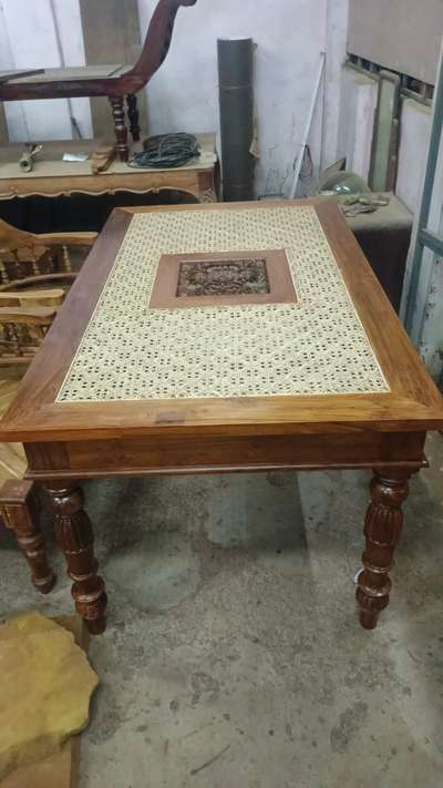 traditional cane work and carving  table