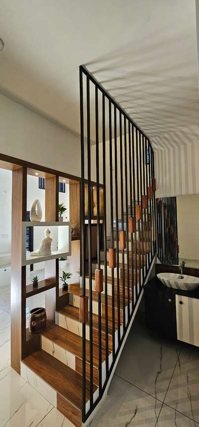 Stairs are  elegant . 
The concept we design in your dream interior...
 #atelier #atelierchathanoor #InteriorDesigner #Architectural&Interior #elegentbedesigns #StaircaseDecors #StaircaseHandRail #Kollam #Thiruvananthapuram #uae #sharjah #dubaiarchitecture #dubai