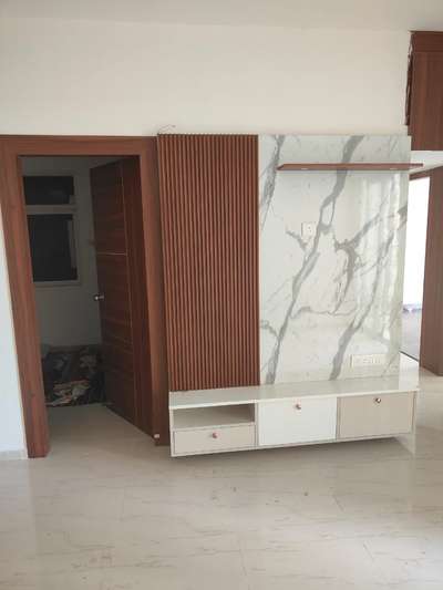 Marble finish TV unit  #interior
#woodendesign #LivingRoomTVCabinet