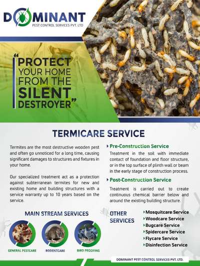 Anti termite (ചിതൽ )treatmet.. all over kerala..
pre - construction and Post-
 construction
As per IS Specification
with warranty
Licenced pest control company

For your querie call us @ 8089618518