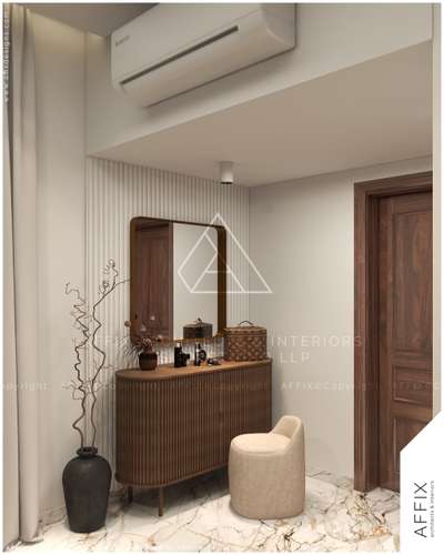 "Serene stylish and sophisticated"
This vanity corner is designed to bring warmth and elegance to your space, blending rich textures with timeless aesthetics.
The wooden details, designed tile flooring and cozy seating create the perfect setting for your daily rituals. #Architect  #architecturedesigns  #Architectural&Interior  #architectsinkerala  #best_architect