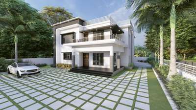 2450 sqft വീട്. 5 Bedroom, Formal Living, Family Living, Dining, Kitchen, Indoor Courtyard, work area, Stair room.