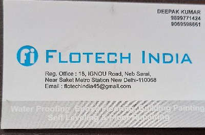 my visiting card please contact any requirement of Self leveling flooring and Epoxy Flooring

my contact No. 9899771424