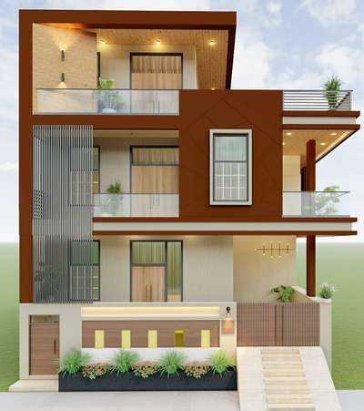 Simple elevation design #cornerplot #moderndesign #ElevationHome #ElevationDesign #WoodenCeiling #wood #affordableluxury #affordable #indiadesign  #architecturedesigns #architecturedesigns #facadelovers