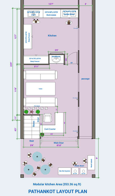 modular kitchen With resturant plan area(353)