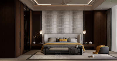 A disciplined palette and deliberate geometry shaping a space that feels solid and calm.

#BedroomDesigns  #MasterBedroom  #bedrooms  #interiordesignkerala  #LUXURY_BED