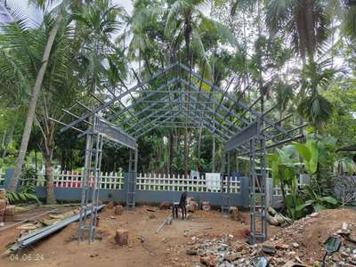 ongoing car porch work in chamravattom