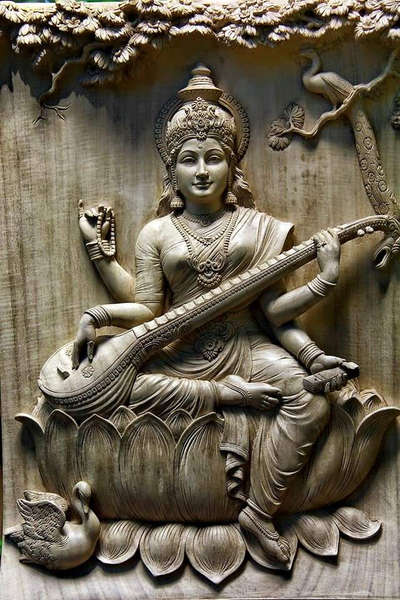 wooden panel work saraswati