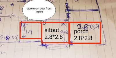 extension of sitout conctrete only and porch to room