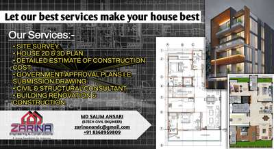 Find your best Design, Consultants, Building Construction & Renovation with our Well educated, Skilled and experienced Team for your home.
 #astrongfoundationfortomorrow
 #ZarinaEngineering& Construction
 #Buildingconstruction  #buildingrenovation  #2DPlans #3DPlans #HouseRenovation #rendering3d #HouseDesigns
