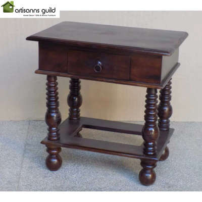 An aesthetic bedside table is very rare to find. This bedside table is suitable for any kind of bedroom. Specially hand-carved basemakes it more elegant . The table has a cute drawer that gives you space to store your utilities and also clean at ease.