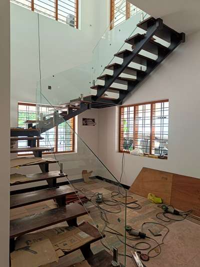 Premium Glass Handrails With 304 Grade SS Fittings And Saint Gobain Toughened Glass  #GlassBalconyRailing  #GlassHandRailStaircase  #GlassStaircase  #HouseDesigns  #KeralaStyleHouse  #keralaarchitectures  #homerenovation