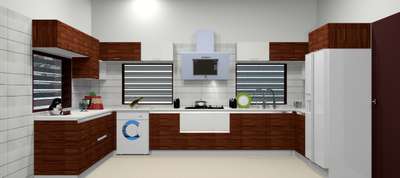 Modular Kitchen with profile  Handle