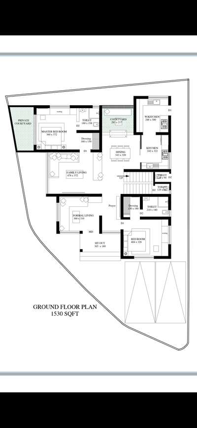 Residential project under 3000 sqft with 5 bhk , Courtyard. #courtyard   #StaircaseDecors #BalconyIdeas #KeralaStyleHouse  #tropicalhouse  #EastFacingPlan  #HouseDesigns  #dreamhouse  #project_planing