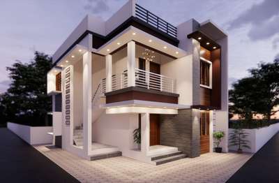 3D Exterior Elevation  #KeralaStyleHouse  #ContemporaryHouse  #homedesignideas  #nightview  #budgethouses  #architecturedesigns