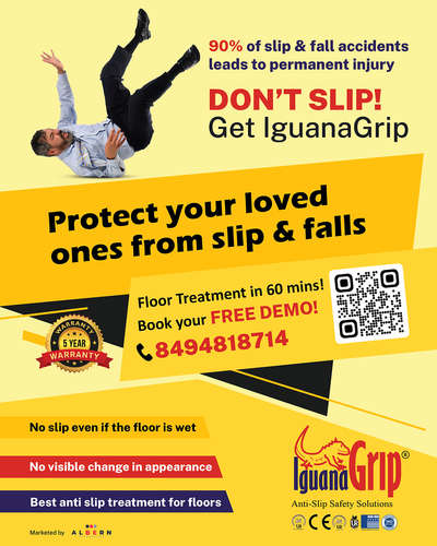 Book free Demo and learn how you can protect your loved ones from Slip and Falls! Get IguanaGrip!  #FlooringSolutions #safety #protection #Bathroom #Tiles #FlooringTiles #KitchenTiles #staircase  #odor_free #demo #book #flooring #solution