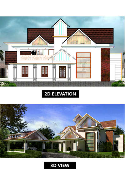 3d viewand 2d Elevation@malappuram