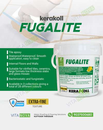 Transform your space with Kerakoll Fugalite from 𝐕𝐢𝐭𝐚 𝐍𝐨𝐯𝐚.✨ Experience exceptional durability, stunning aesthetics, and easy maintenance. Elevate your interiors with our eco-friendly, high-performance grout solutions. Discover perfection in every detail.✨

𝗩𝗜𝗧𝗔 𝗡𝗢𝗩𝗔
Water Proofing & Flooring Solutions
Kuttur,Thrissur
.
.
.
.
.
.
.
.
.
.
.
#Vitanova #Kerakoll #Fugalite #InteriorDesign #HomeImprovement #EcoFriendly #SustainableLiving #DurableDesign #StylishInteriors #HomeRenovation #GroutSolutions #InteriorAesthetics #HighPerformance #QualityMaterials #ModernLiving #InteriorStyling #InnovativeDesign #GreenBuilding #DesignInspiration #RenovationIdeas #EcoDesign #SustainableHome #BeautifulInteriors #SmartLiving #WaterProofings