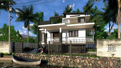 Home design for flood prone region in Alleppey #Alappuzha  #ElevationDesign  #enscape3d #floodresistant #kuttanad  #modernhome  #FlatRoof #sketchup