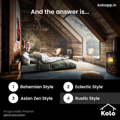Yes indeed Rustic style is the correct answer.

Congratulations if you got it right !!!

If not, worry not, we have many more quizzes yet to come !!!

Hit save on our posts to refer to later.

Learn tips, tricks and details on Home construction with Kolo Education🙂

If our content has helped you, do tell us how in the comments ⤵️

Follow us on @koloeducation to learn more!!!

#koloeducation #education #construction #setback  #interiors #interiordesign #home #building #area #design #learning #spaces #expert #categoryop #style #architecturestyle #quiz