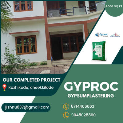 gyproc gypsum plastering
completed project in kozhikode, cheekkilode


#gypsumplaster #SaintGobainGyproc #Contractor #CivilEngineer #InteriorDesigner #gypsum