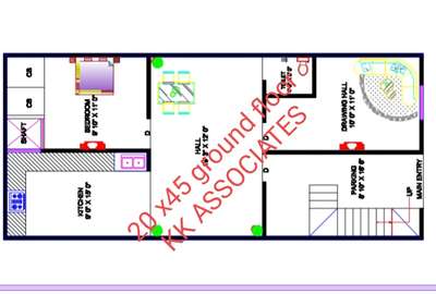 20x45 Plan Ground Floor  Plan  # # # #Architect i #InteriorDesigner  #elivation  #ModularKitchen  # #fall-ceiling  #TVStand