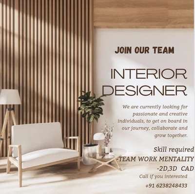 #jobposting #InteriorDesigner  #vacancy  #jobproffesional  #jobhiring  #jobopportunity 

Hello ....

നിങ്ങൾ ഒരു interior or architecture designer ആണോ …?
അല്ലെങ്കില്‍ ഇവയില്‍ ഏതേലും പഠിച്ചത് ആണോ …?
നിങ്ങള്‍ക്കും ആഗ്രഹം കാണില്ലേ സ്വന്തമായി ഒരു business …?
അല്ലെങ്കില്‍ ആരുടെയും control ഇല്ലാതെ വർക്ക് ചെയ്യാൻ ഉള്ള ആഗ്രഹം …!
ഒരു team work mentality നിങ്ങള്‍ക്ക് ഉണ്ടെങ്കിൽ ഞങ്ങളുടെ കൂടെ കൂടാം …!
ഇവിടെ നിങ്ങൾ ഒരു free bird ആണ് because you are a partner of this company…
നിങ്ങളുടെ കഴിവ് ആണ് ഇവിടത്തെ investment ,
നിങ്ങള്‍ക്കു വേണ്ട suggestions നല്‍കാന്‍ seniors ഉണ്ട് (if you are a beginner),
നിങ്ങള്‍ക്കു ഒരു team work mentality ഉണ്ട് എങ്കിൽ നിങ്ങള്‍ക്ക് ഞങ്ങളുടെ കൂടെ ചേരാം: 
So if you are interested -then contact our  support team 
............................................................
+91 6238248433

https://wa.me/message/DJNN5MBYNEQZC1


And our moto  is


- a person can't but a team can -