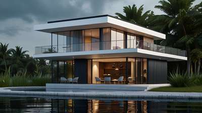 Modern Villa Plan on lake side # 3BHK laxury villa