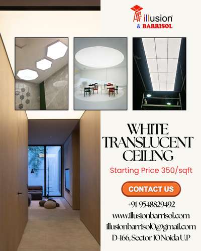 Transform Your Space with Light!
Our White Translucent Ceilings blur the line between architecture and art. Starting at just ₹350/sqft, these luminous installations instantly elevate any space—from intimate homes to high-end commercial interiors.
Swipe to see how light becomes the hero of your design story 👉
Think sleek. Think modern. Think transformative. A ceiling that doesn't just cover—it captivates. 
#StretchCeiling #CeilingDesign #InteriorDesignIndia #NoidaInteriors #HomeTransformation #IllusionBarrisol #DelhiNCRHomes #InteriorInspiration #HomeRenovation #DesignGoals #FalseCeiling #CustomCeilings #DreamHome #InteriorStyling #interiordesigner #HomeDecor