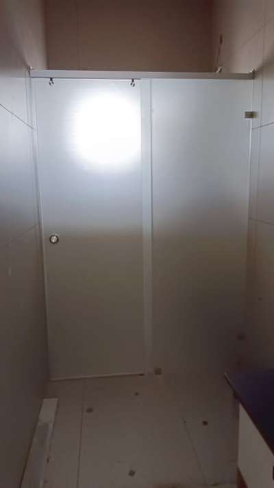 Shower cubicle with one side opaque, used 8mm Saintgoabian glass for Sliding system  # Sliding system for Shower box # Door with Fixed for bathroom shower  #Fixed partition for shower
