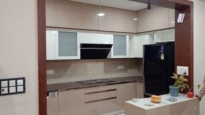 L shape Modular Kitchen 
with HGL finish